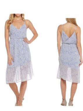 PARC & LEX Lace Midi Dress V Neck Cottagecore Floral/Paisley Small Lavender Boho